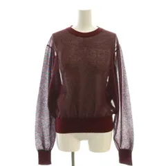 6 ROKU BEAUTY&YOUTH B&Y ロク ビューティーアンドユース シアー ボーダークルーネック プルオーバー カットソー 長袖 F 小豆色 /AT ■OS