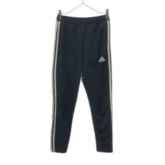 アディダス ロゴプリント 3ライン サッカー ロングジャージパンツ M ネイビー×ホワイト adidas 裾ジップ トレーニング レディース