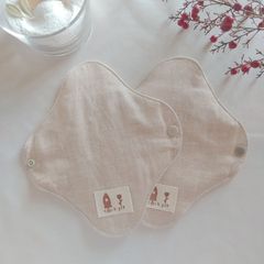 【布ナプキン】無添加コットンフランネルとコットンリネン ピンクベージュ無地 18cm 6層仕立て 2枚セット