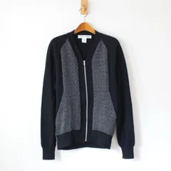 COMME DES GARCONS SHIRT コムデギャルソン ジップニット ヘリンボーン生地の切り替え 日本製  黒 S （w-0536）