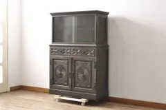 ★事前問合せ必須★ 神戸洋家具 キャビネット 和製 希少ビンテージ 収納棚 戸棚 食器棚 ヴィンテージ ぺザントアート リペア+発送まで3週間前後 R-055007