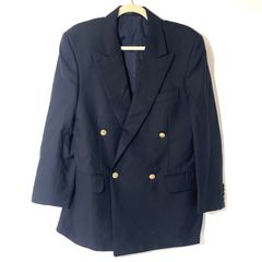 BURBERRY　バーバリー　紺　ブレザー　金ボタン　ダブル　ジャケット　紺ブレ ほぼデッドストック 希少 オールドバーバリー 金釦 ダブル