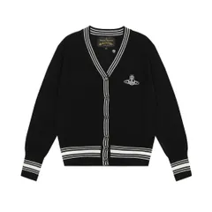 【本日限定特価】Vivienne Westwood レディース カーディガン 土星ロゴ刺繍 シーズンレス ホワイト＆ブラック/ホワイト＆ブルー/ブラック S-L [本日特価|新品未使用品]