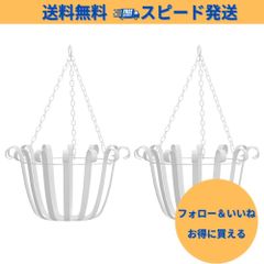 【ラスト1点】（なないろ館）ハンギングバスケット 2個セット 寄せ植え 植木鉢 プランター 吊り下げ 屋外 屋内 花 植物 ガーデニング アイアン 園芸 (ホワイト)