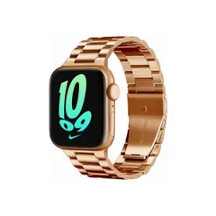 apple watch バンド,アップルウォッチ バンド ステンレス製 ベルト (ローズゴールド, 49/45/44/42mm)