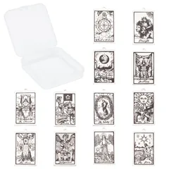 【数量限定】SUNNYCLUE　1ボックス12種　タロットカード　チャーム　タロット　ペンダント　カード　パーツ　長方形　ピアス　文字　イヤリング　シンボル　ネックレス　フラット　ブレスレット　西洋風　占卜　占星術　キーホルダー　サイン　黄道帯　干支　メタルパ