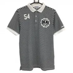 ジャックバニー 半袖ポロシャツ 黒×白 ボーダー ロゴひび メンズ 6(XL) ゴルフウェア Jack Bunny