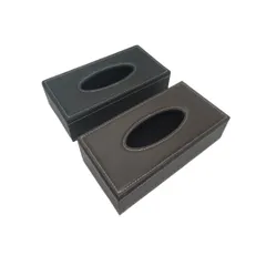 【迅速発送】高級 ティッシュケース ティッシュボックス おしゃれ PUレザー 平置き 車 (ブラウン)