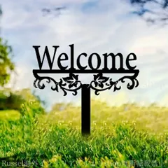 ウェルカムサイン ガーデンステーク ブラック 金属 庭 黒 ガーデンオブジェ ガーデンオーナメント ガーデニング 雑貨 ガーデン雑貨 ガーデンインテリア ガーデン インテリア 庭の装飾 お洒落 おしゃれ 8-14