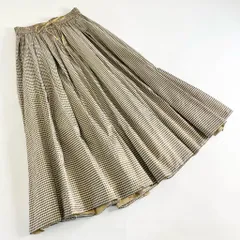 20c11 《美品》 BLAMINK ブラミンク 青山店限定 ギンガムチェック ギャザースカート 38 ブラウン 日本製 UNITED ARROWSのサムネイル