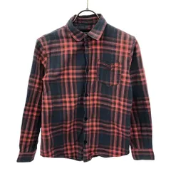 Emporio Armani エンポリオアルマーニ チェック柄 ロゴ刺繍 長袖 シャツ 10A レッド系 キッズ 古着