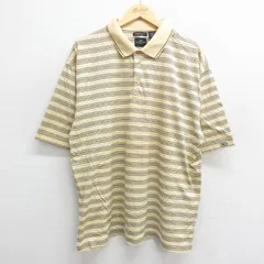 XL/古着 ドッカーズ ゴルフ 半袖 ブランド ポロ シャツ メンズ ワンポイントロゴ 大きいサイズ コットン 黄 イエロー ボーダー 24jul10 中