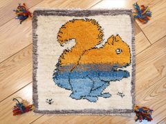 ペルシャ　ギャッベ　ミニマット　ラグ　40x39.5cm　リス　ベージュ　T7625