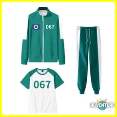 イカゲーム ジャージ 緑グリーン ギフン 子供コスプレ 3点セット キッズ100 110 120 130 140 150 160着ぐるみ ゲーム 映画  ハロウィン仮装 コスチューム衣装 韓国 男の子33