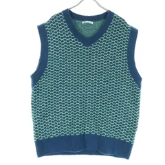 美品 ZARA ザラ ノースリーブ Vネック ニットベスト M グリーン メンズ 古着