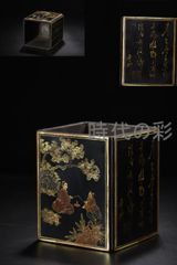 MB473】加賀蒔絵 松竹瑞雲鶴 金蒔絵 三宝台 幅31.6cm 天然木 三方