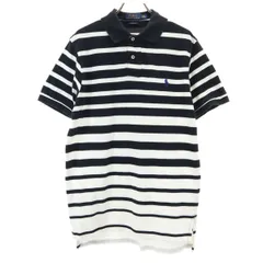 POLO RALPH LAUREN ポロラルフローレン ボーダー 半袖 ポロシャツ M ブラック系 メンズ 古着