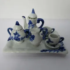 ミニチュアティーセット 陶製ミニチュアティーセット 陶器 ドールハウス 食器セット① 