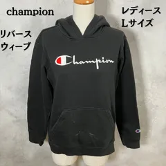 インポート古着　champion チャンピオン　パーカー　リバースウィーブ　ブラック　Lサイズ　国旗タグ　レディース　【B-1】