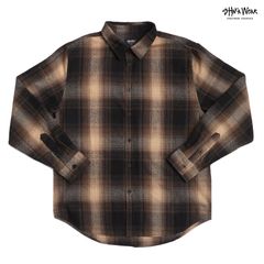 SHAKA WEAR PLAID FLANNEL SHIRTS【BROWN】 (M・L・XL・2XL)(シャカ 通販 メンズ 服 大きいサイズ チェックシャツ シャツ オープンシャツ フランネルシャツ ネルシャツ 長袖)