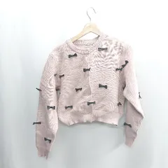 ◇ ⊇ GRL グレイル フロントと袖部分にリボン 長袖 カーディガン サイズF ピンク レディース E  【1409240064718】