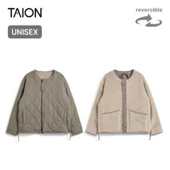 【新品】TAION タイオン ミリタリーリバーシブルクルーネックダウンジャケット ユニセックス TAION-R104BML-1 L.モカ×ベージュ