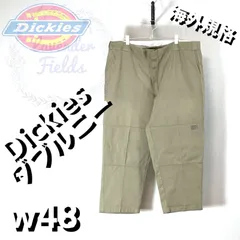 ディッキーズ ダブルニーワークパンツw48極太ルーズDickies大きいサイズデザートベージュワンポイントロゴアメリカ古着