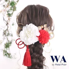 髪飾り 髪飾りセット 成人式 振袖 和装 結婚式 ブライダル ヘッドドレス 卒業式 七五三 前撮り 白 赤 レッド ゴールド ダリア 水引 タッセル パール アーティフィシャルフラワー K-46