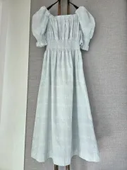 パフ袖 バンディングロングドレス