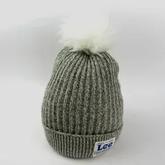 リー ニットキャップ ニット帽 ロゴ ボンボン ブランド 帽子 レディース Mサイズ グレー Lee 【中古】のサムネイル