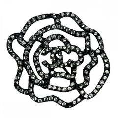 シャネル ブローチ レディース ローズ ココマーク アクセサリー ココ ヴィンテージ CHANEL ラインストーン    00A ガンメタル 約13.5g 2000年【中古品】