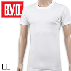 BVD インナーシャツ メンズ 半袖 綿100% tシャツ クルーネック LL インナー 下着 丸首 肌着 男性 紳士 厚め 丈夫 コットン 白 ホワイト