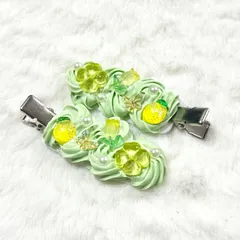 【No.56】前髪クリップ ホイップデコ グリーン