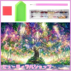 【特価】サムコス ダイヤモンドアート キット ダイヤモンドの絵画 1セット きれい 全面貼り付け ダイヤモンドアート 塗装 初心者 大人の子供 DIY 手芸キット 芸術品 家の壁の装飾 ビッグサイズ 複数サイズ (木陰 30cm*40cm)