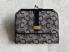 CELINE Cマカダム×サルキーキャンバスレザー がま口財布