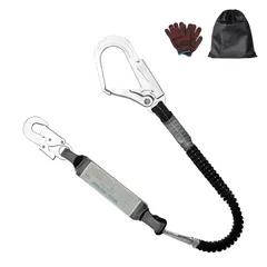 【特価商品】OVZEXAO ランヤード 新規格 フルハーネス用ランヤード 墜落制止用器具 胴ベルト型用ランヤード 安全帯 新規格 ハーネス補助帯 1丁掛け 伸縮式 ショックアブソーバー付き 電気工事 建設工事 橋梁工事 一般高所作業用 使用可能質量100kg