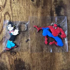【キーホルダー】2種セット POPEYE ポパイ Spider-Man スパイダーマン ラバーキーホルダー アメリカン雑貨
