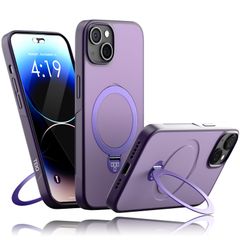 【人気商品】用 プロ 15 アイフォン カバー ワイヤレス充電対応 (パープル) MagSafe対応 スタンド 360°回転リング ケース iPhone15Pro TEIQ
