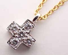美品 TIFFANY&Co.(ティファニー)クルーシーフォーム ダイヤネックレス Au750/PT950 2.2g K18YG イエローゴールド プラチナ コンビ