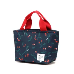 Wpc. Patterns 保冷ランチバッグ チェリー ネイビー レディース お弁当袋 保冷剤用ポケット アルミ生地 保冷機能 500mlペットボトル収納可能 大人 学生 社会人 おしゃれ 可愛い 女性 レジャー W035-0 [チェリー ネイビー] [無地]