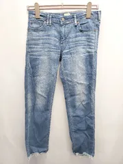 ◇ Θ SOMETHING ストレッチ カットオフ クロップド丈 スキニー デニム パンツ サイズM ブルー系 レディース E  【1506110013125】