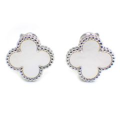 ヴァンクリーフ＆アーペル Van Cleef & Arpels ピアス ヴィンテージ アルハンブラ VCARF48600 ホワイト シェル K18WG 【箱・保付き】 【中古】
