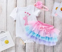 1歳バースデー　コスチューム　ベビードレス　3点セット