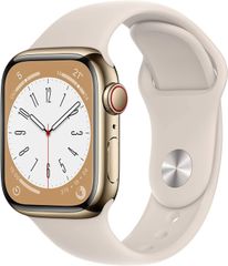 Apple Watch 8 41mm GPS+Cellular MNJC3J/A ゴールドステンレススチールケース スターライトスポーツバンド アップルウォッチ R2405-004