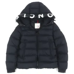 美品　モンクレール マフラー　ダウンマフラー　ブラック　ダウン　黒　ワッペン MONCLER 良品□MONCLER/モンクレール LECLERC ロゴワッペン付き