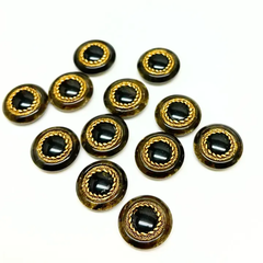 【特価】手芸　ボタン　黒・ゴールド　アンティーク　約15mm　12個まとめ売り