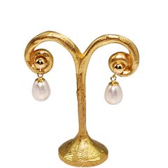 K18淡水真珠パール下がりピアス　パール8ｍｍ