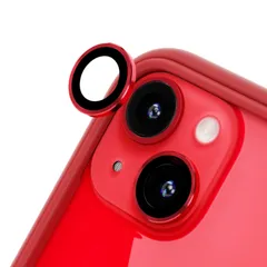 RHINOSHIELD [iPhone 14 / 14 Plus] 用 カメラ レンズ 強化 ガラス 保護 フィルム カメラカバー 硬度9H 耐衝撃 傷防止 気泡ゼロ 高透過率 撥水撥油 簡単貼り付け 極薄 - レッド