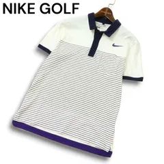 NIKE GOLF ナイキ ゴルフ 春夏 ロゴプリント★ DRI-FIT 吸汗速乾 半袖 ボーダー ポロシャツ Sz.M メンズ