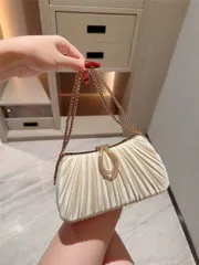 バッグ レディース ドレスバッグ 1個 女性用エレガントなプリーツ ボックス型パーティークラッチ、高級グリッター ブレスレットハンドル ハンドバッグ、魅力的な フォーマルイブニングドレス用バッグ、デート、ガラ、誕生